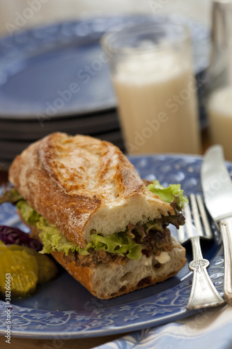 Photo: Meatloaf sandwich on rustic French Baguette Meatloaf sandwich on rustic French Baguette