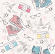 Cute grunge abstract pattern. Seamless pattern with shoes, photo