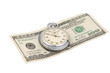 stopwatch with dollar bill isolated stopwatch with dollar bill isolated