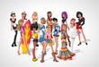 Set of 13 beautiful sexy cartoon girls