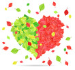 Leaves forming the shape of a heart