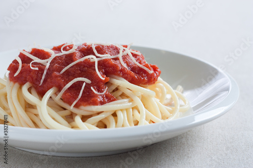 Photo: spaghetti with homemade tomato sauce and cheese spaghetti with homemade tomato sauce and cheese
