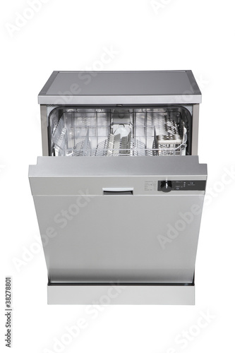 Photo: Modern freestanding dishwasher with clipping path. Modern freestanding dishwasher with clipping path.