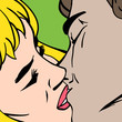 Vector: Kiss. Closeup. Illustration in pop-art style, vector. Kiss. Closeup. Illustration in pop-art style, vector.