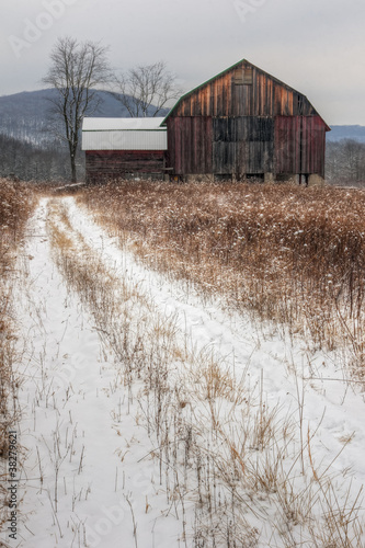 Photo: Old Rustic Barn and Snow Old Rustic Barn and Snow