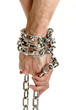 Couple hands chained together Couple hands chained together