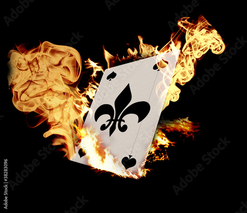Illustration: Burning Card illustration over black background Burning Card illustration over black background