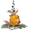 tirelire avec billets et monnaie suisses