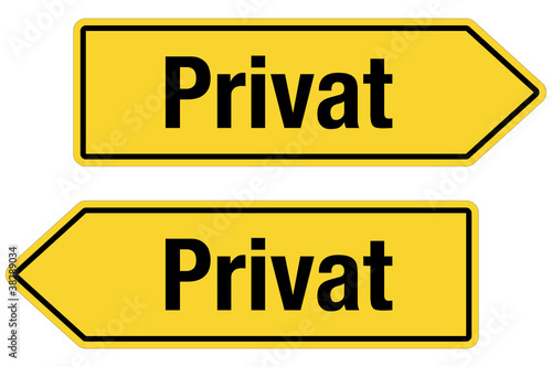 Illustration: 2 Pfeilschilder gelb PRIVAT 2 Pfeilschilder gelb PRIVAT