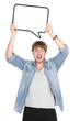 Man showing sign speech bubble