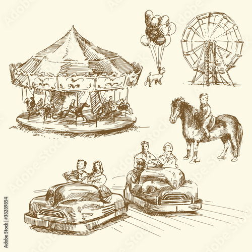 Vector: carousel - hand drawn collection carousel - hand drawn collection