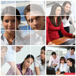 Collage of people at work