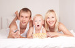 family watchign TV