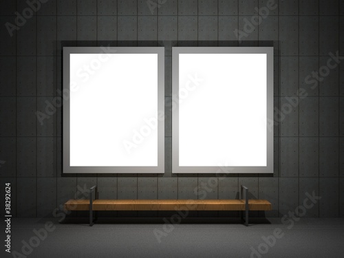 Illustration: illustration of a street advertising panel at night illustration of a street advertising panel at night