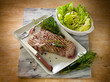 grilled t-bone with green salad