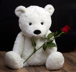 Bear with red rose