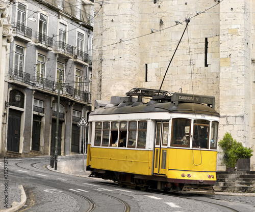 Photo: classic yellow tram of Lisbon, Portugal classic yellow tram of Lisbon, Portugal