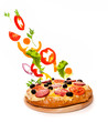Pizza over white