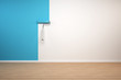 Wand wird blau gestrichen