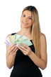 woman holding money woman holding money