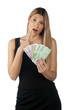 woman holding money woman holding money