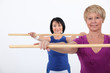 Women in an aerobics class
