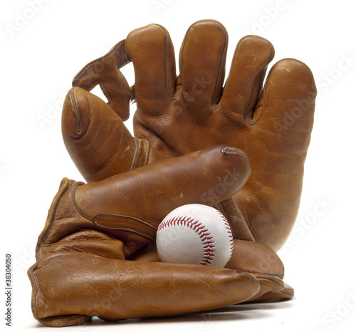 Photo: Old-Fashioned Baseball Gloves Old-Fashioned Baseball Gloves