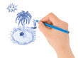 Hand drawing tropical island Hand drawing tropical island