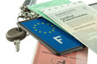 permis de conduire, plaque d'immatriculation, clés permis de conduire, plaque d'immatriculation, clés