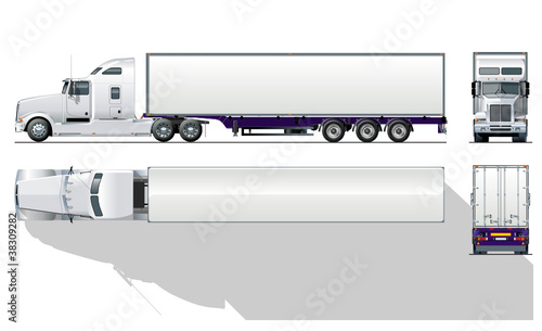 Vector: Vector hi-detailed commercial semi-truck Vector hi-detailed commercial semi-truck