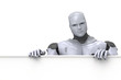 Android Robot Holding Blank Sign