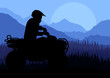 All terrain vehicle quad motorbike riders in wild nature