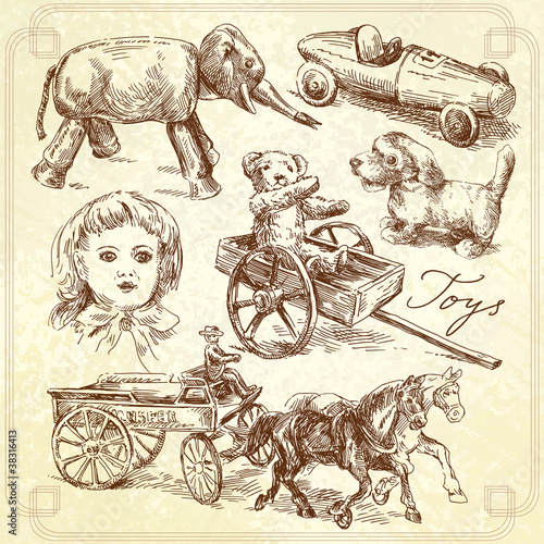 Vector: antique toys-original hand drawn collection antique toys-original hand drawn collection