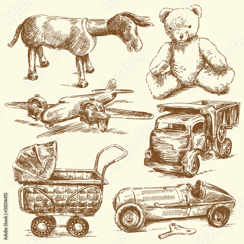 Vector: antique toys-original hand drawn collection antique toys-original hand drawn collection