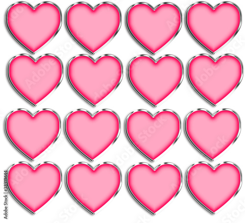 Illustration: Pink & Chrome Heart Shapes Pink & Chrome Heart Shapes