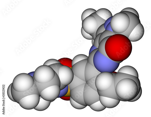 Illustration: Viagra (sildenafil) space filling molecular model Viagra (sildenafil) space filling molecular model