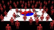 South Korea flag with many abstract people animation South Korea flag with many abstract people animation