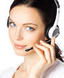 Photo: Support phone operator in headset, isolated Support phone operator in headset, isolated