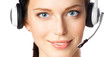 Support phone operator in headset, isolated Support phone operator in headset, isolated