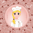 Patisserie chef with sweet frame