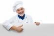 Photo: Chef presenting. Isolated on white background Chef presenting. Isolated on white background