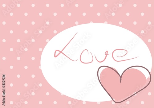 Sweet Love Background on Photo  Sweet Love   Vector Pink Heart With Polka Dots Background