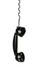 Old telephone handset hanging in the air isolated on white