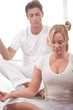 People relaxing at the yoga center
