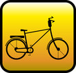 glossy yellow icon with retro bicycle