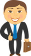 isolated cartoon businessman with portfolio and showing thumb up