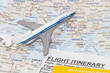 map of europe and toy airplane.