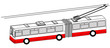 trolley bus silhouette on white background