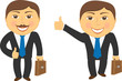 businessman with portfolio and showing thumb up