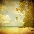 grunge image of tropical beach